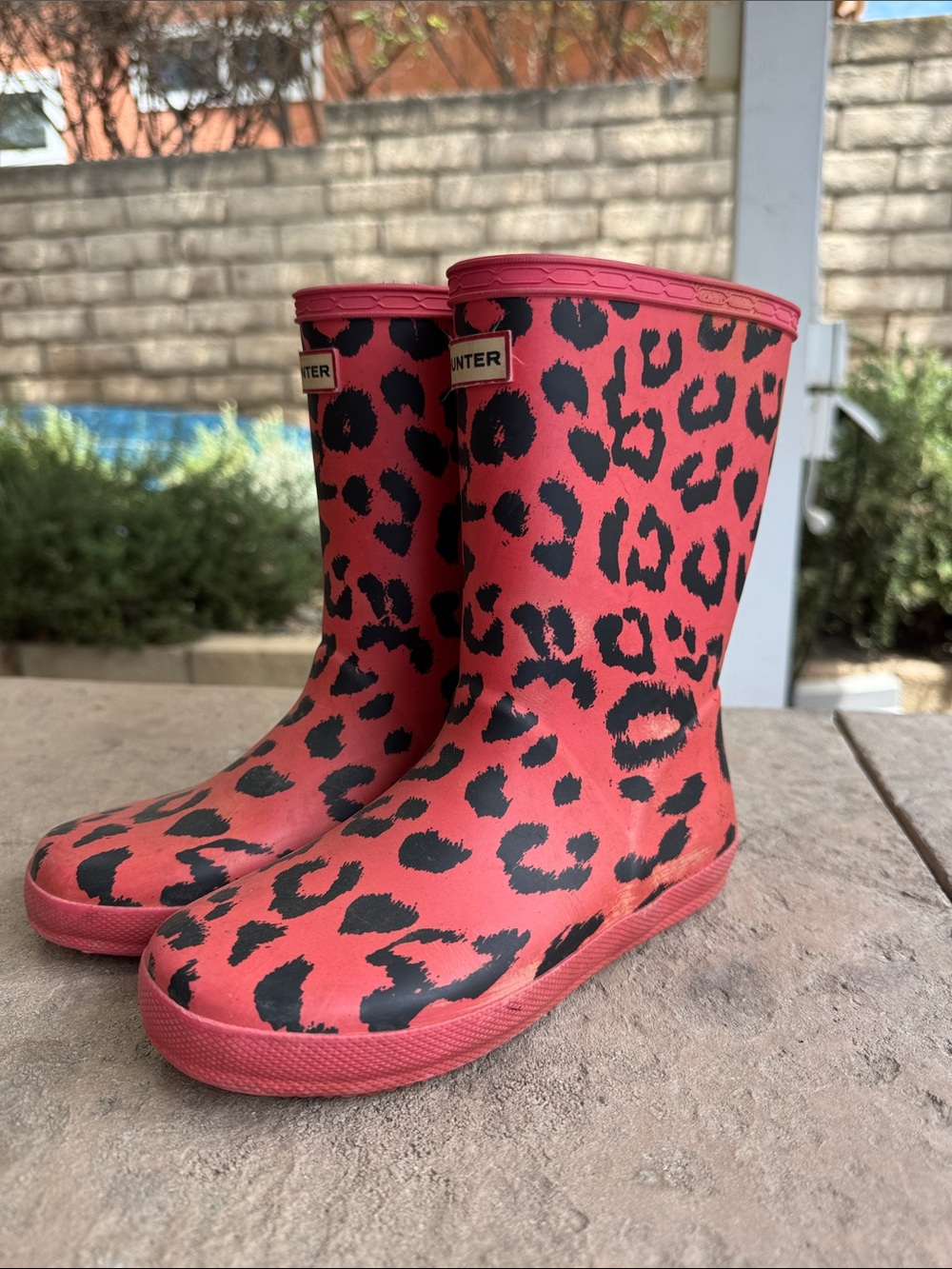 Hunter Kids Pink Leopard Print Rain Boots
